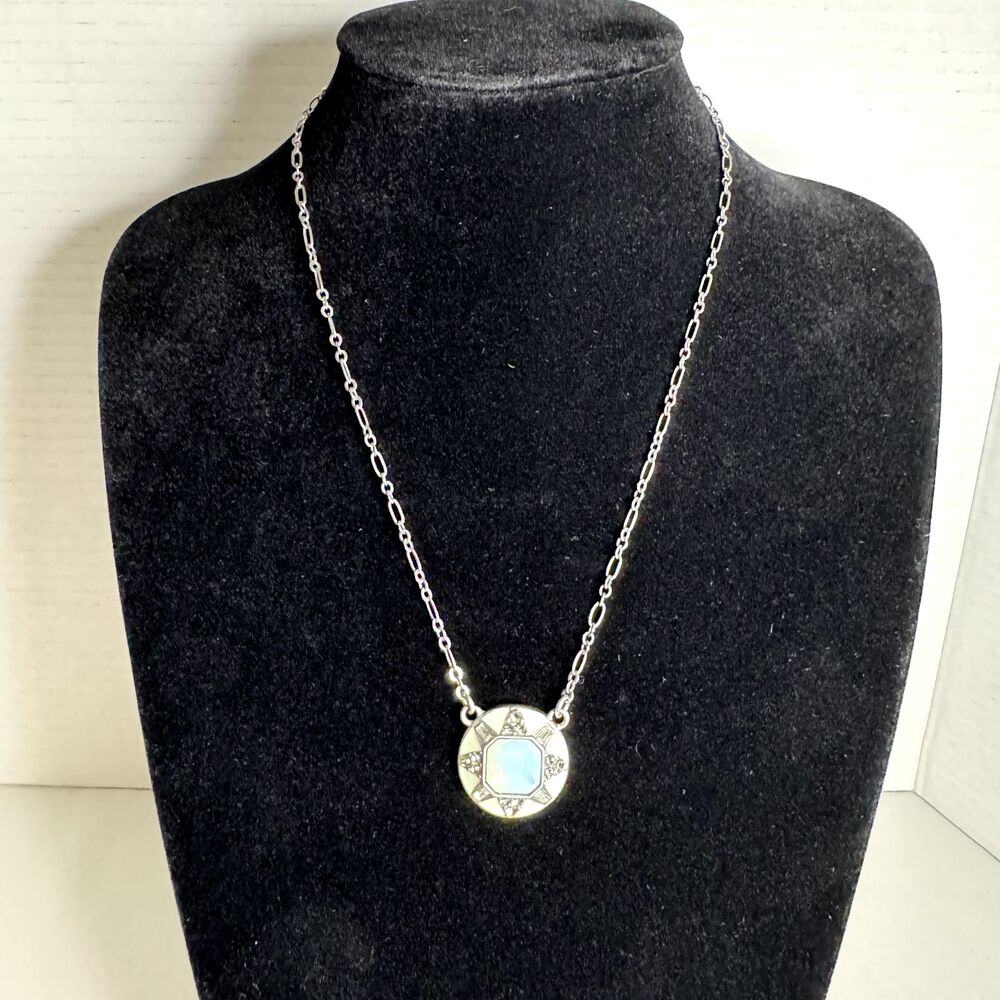 Lia Sophia Retired Silver Tone Mint Meltaway Necklace Adjustable Figaro Chain